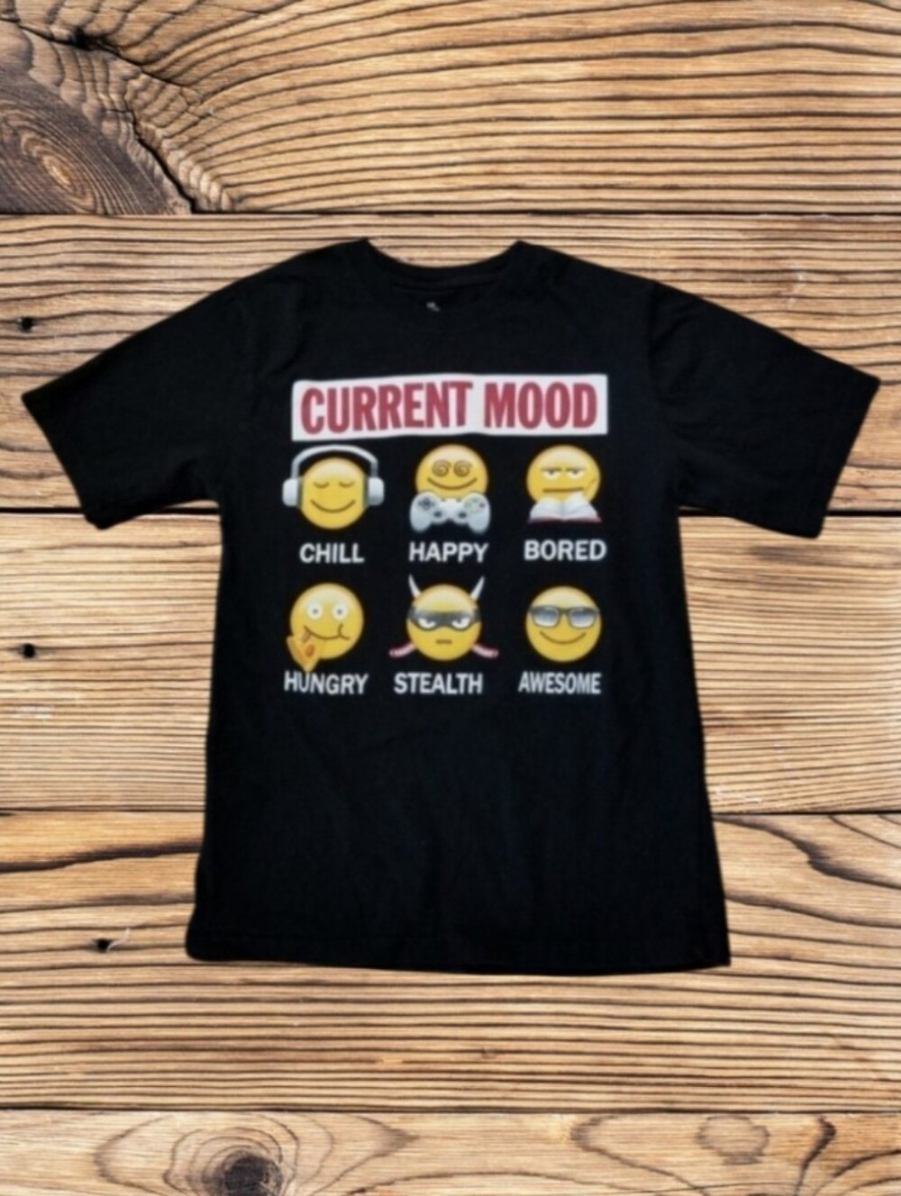 CURRENT MOOD SIZE LARGE 10/12 BLACK TEE SHIRT